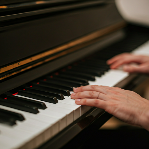Grand piano keys being played